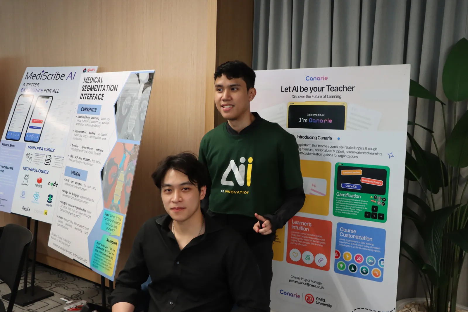 Canarie team members with the "Let AI be your Teacher" poster